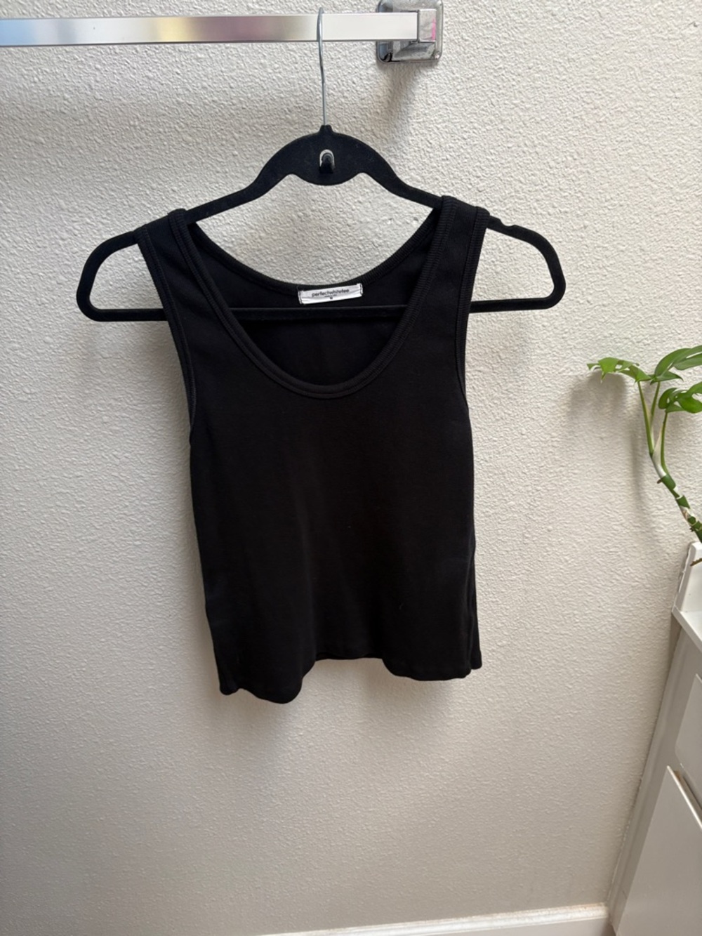 perfectwhitetee Classic Black Ribbed Tank Top - Women's